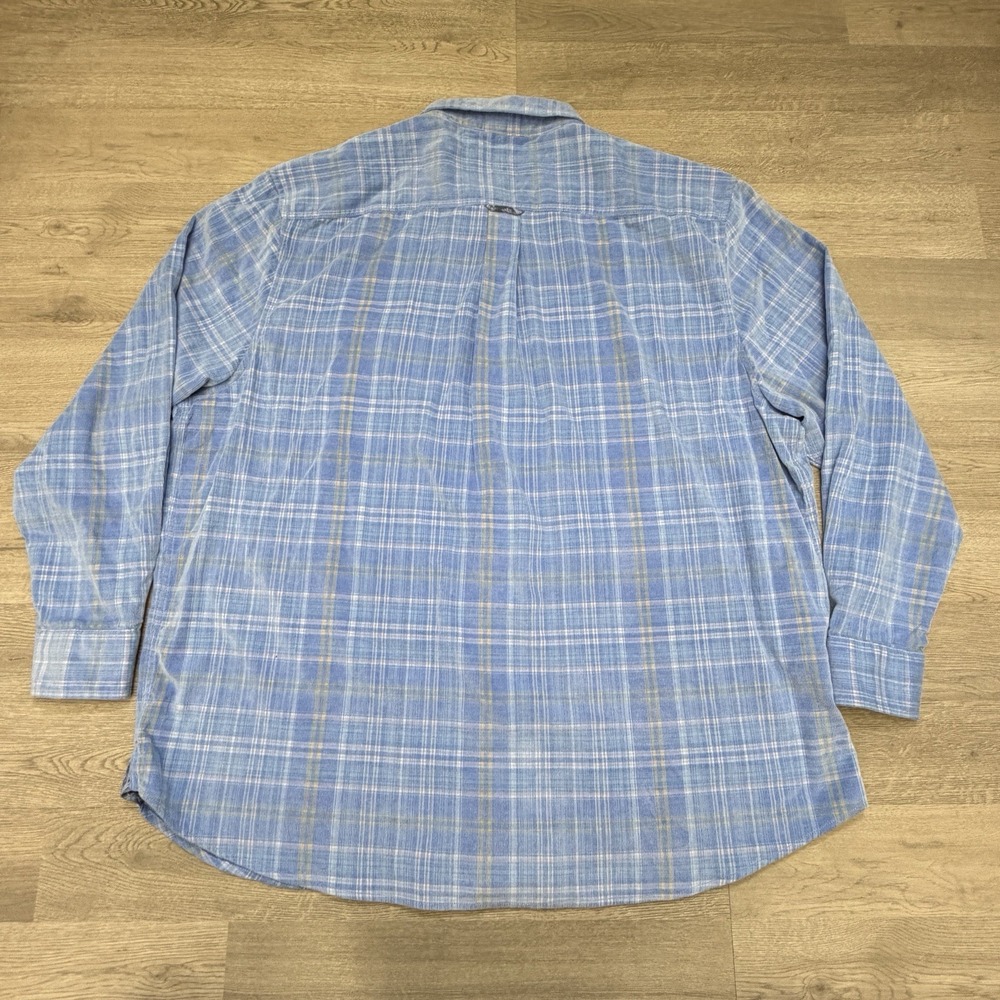 Tommy Bahama Corduroy Shirt Mens 3XL Blue Plaid Long Sleeve Cotton - Picture 4 of 10